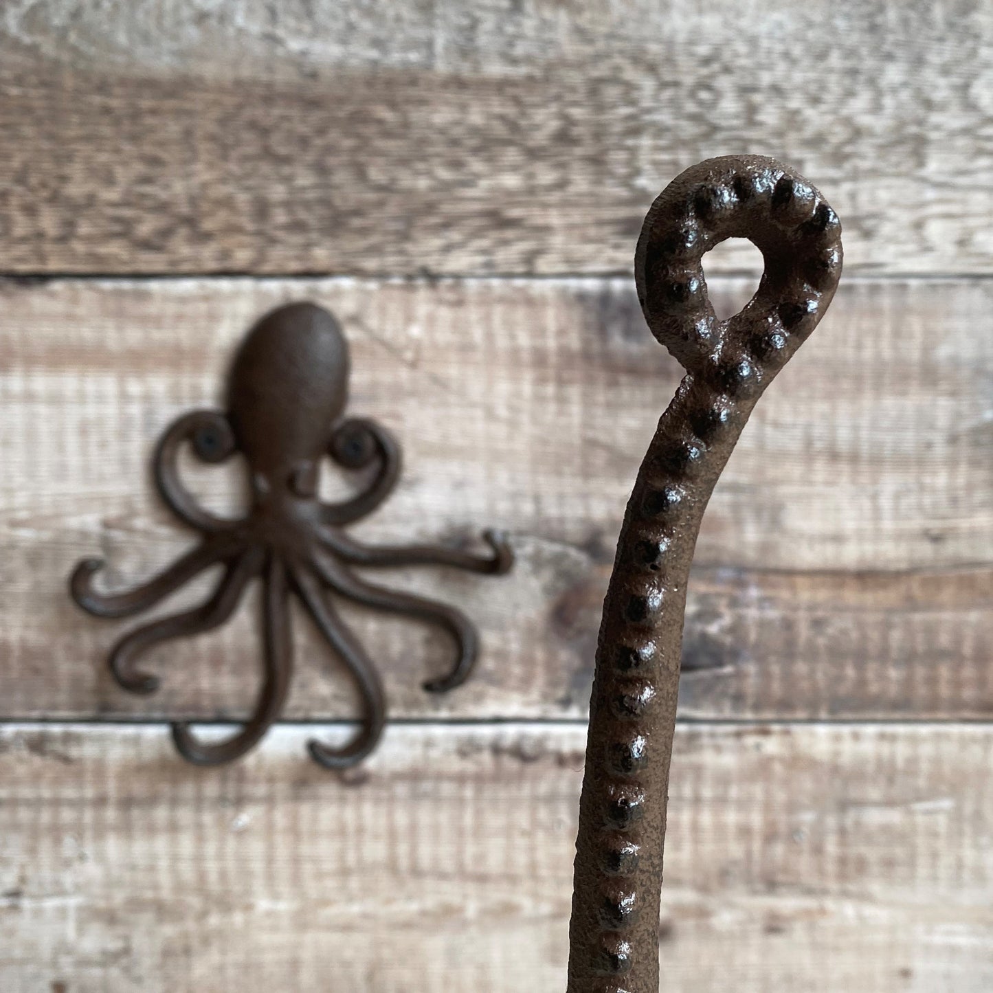 Octopus Wall Hook Rack and Loo Roll Holder in Cast Iron