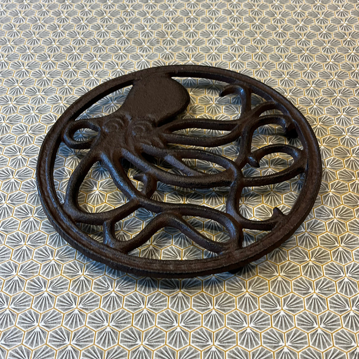 Cast Iron Round Octopus Themed Table Trivet