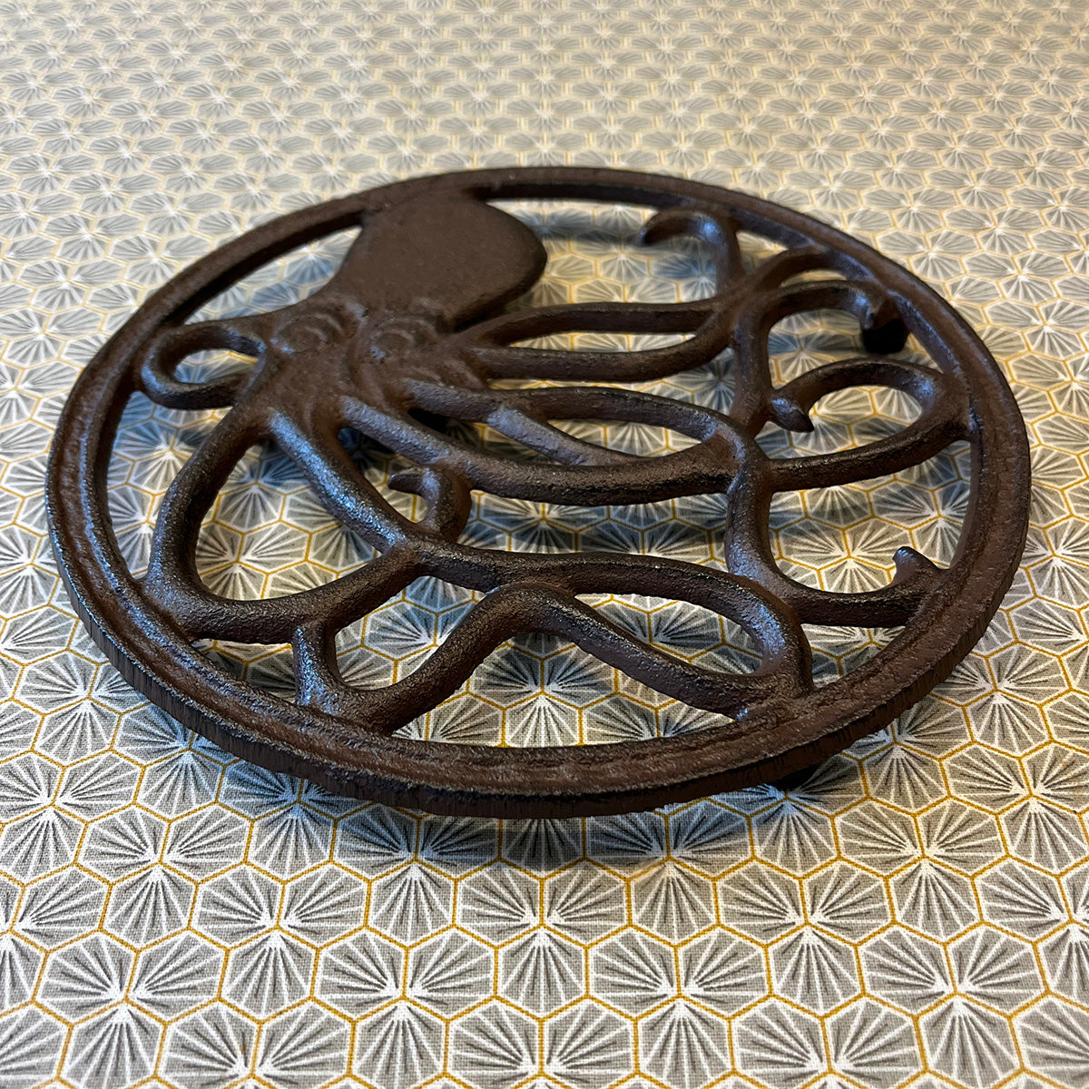 Cast Iron Round Octopus Themed Table Trivet