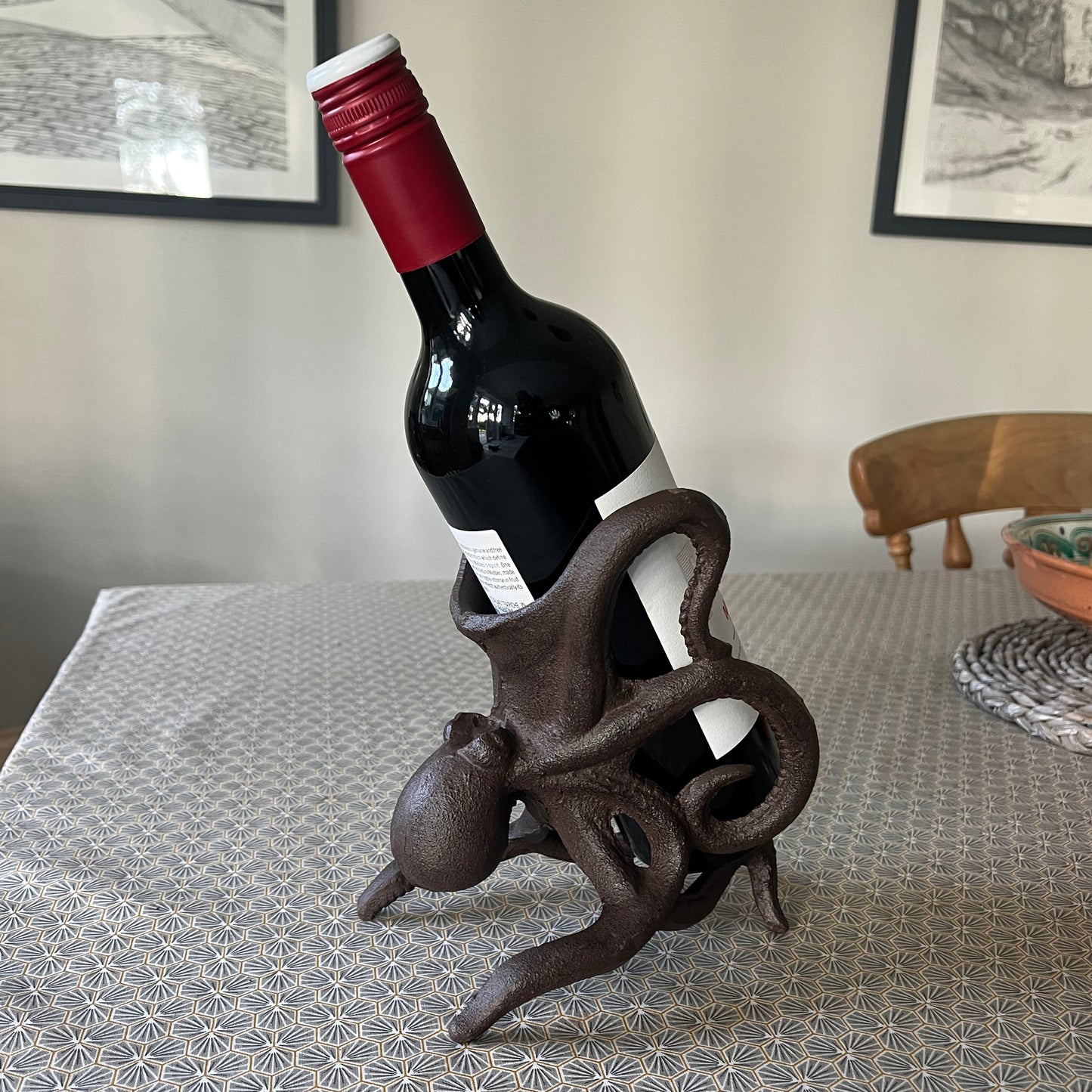 Cast Iron Octopus Shaped Wine Bottle Holder