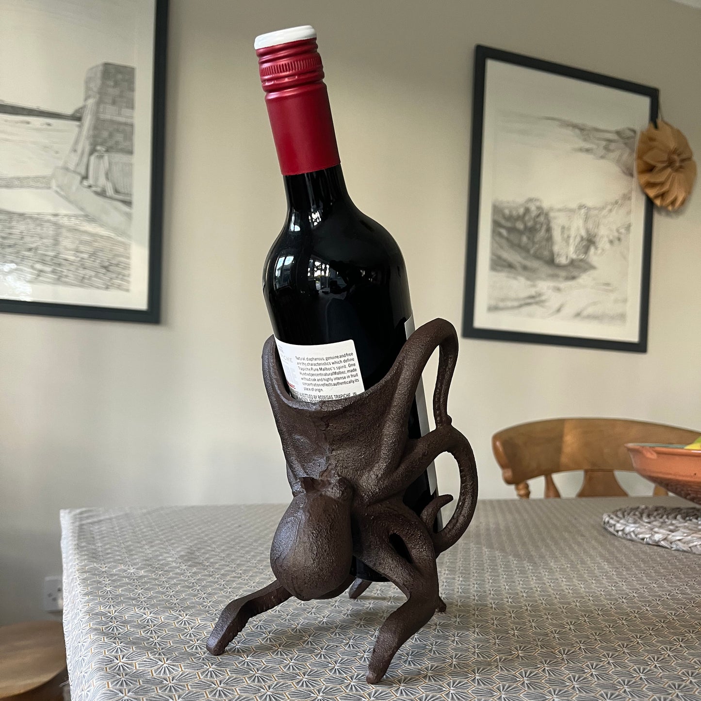 Cast Iron Octopus Shaped Wine Bottle Holder