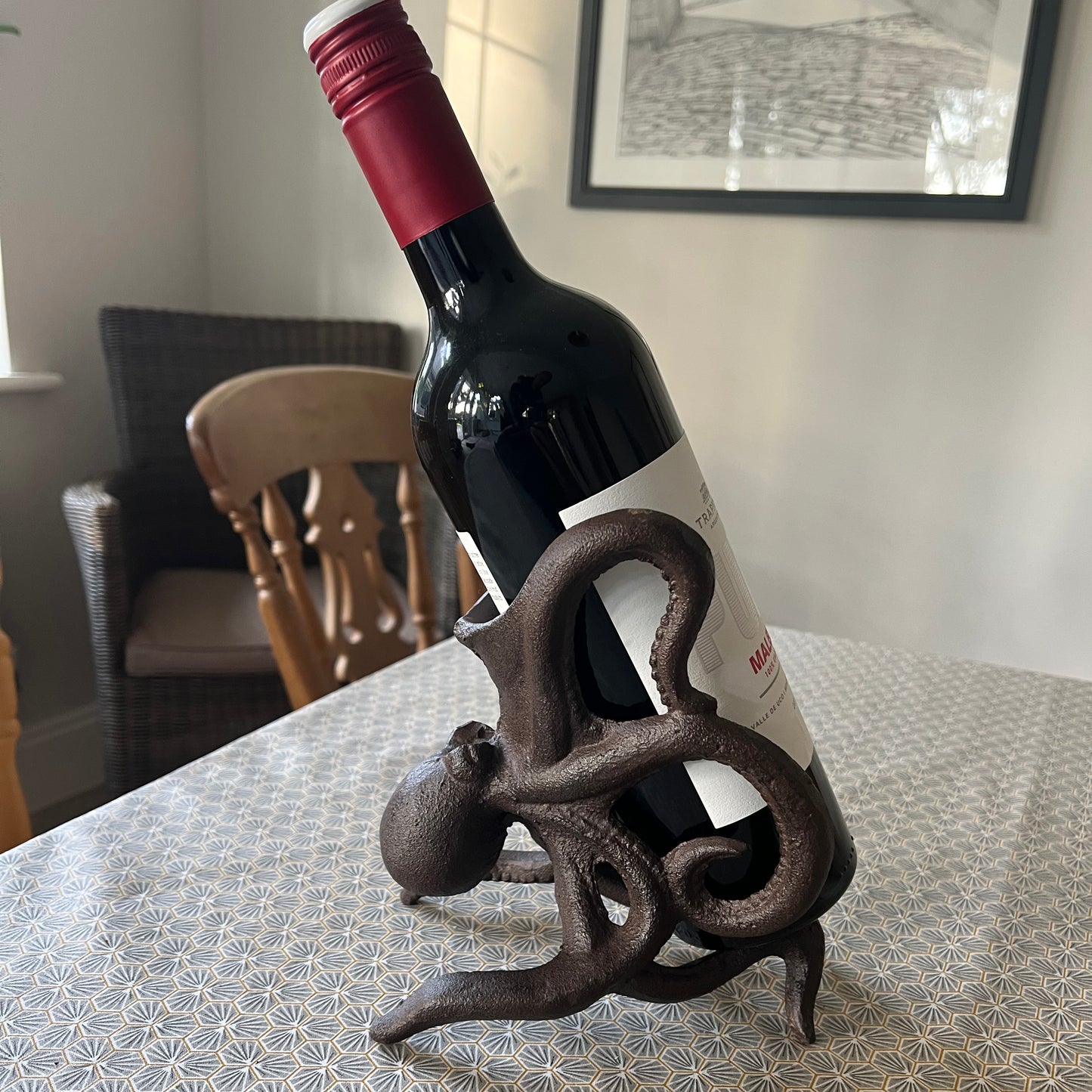 Cast Iron Octopus Shaped Wine Bottle Holder Stand