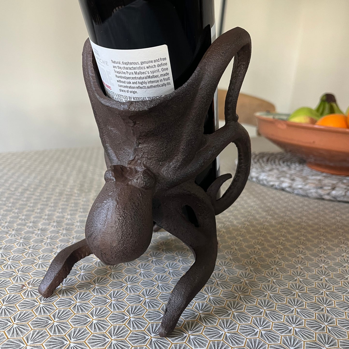 Cast Iron Octopus Shaped Wine Bottle Holder