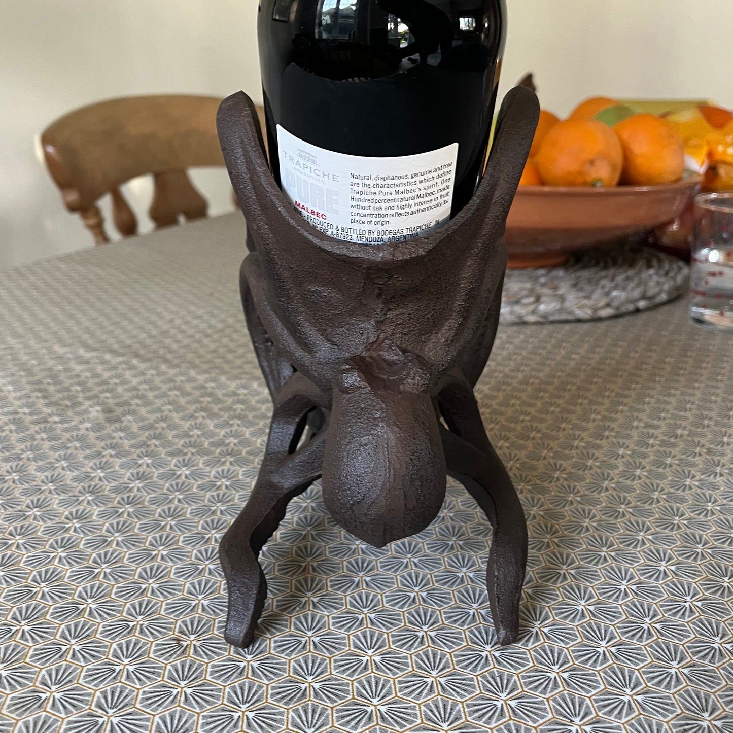 Cast Iron Octopus Shaped Wine Bottle Holder Stand