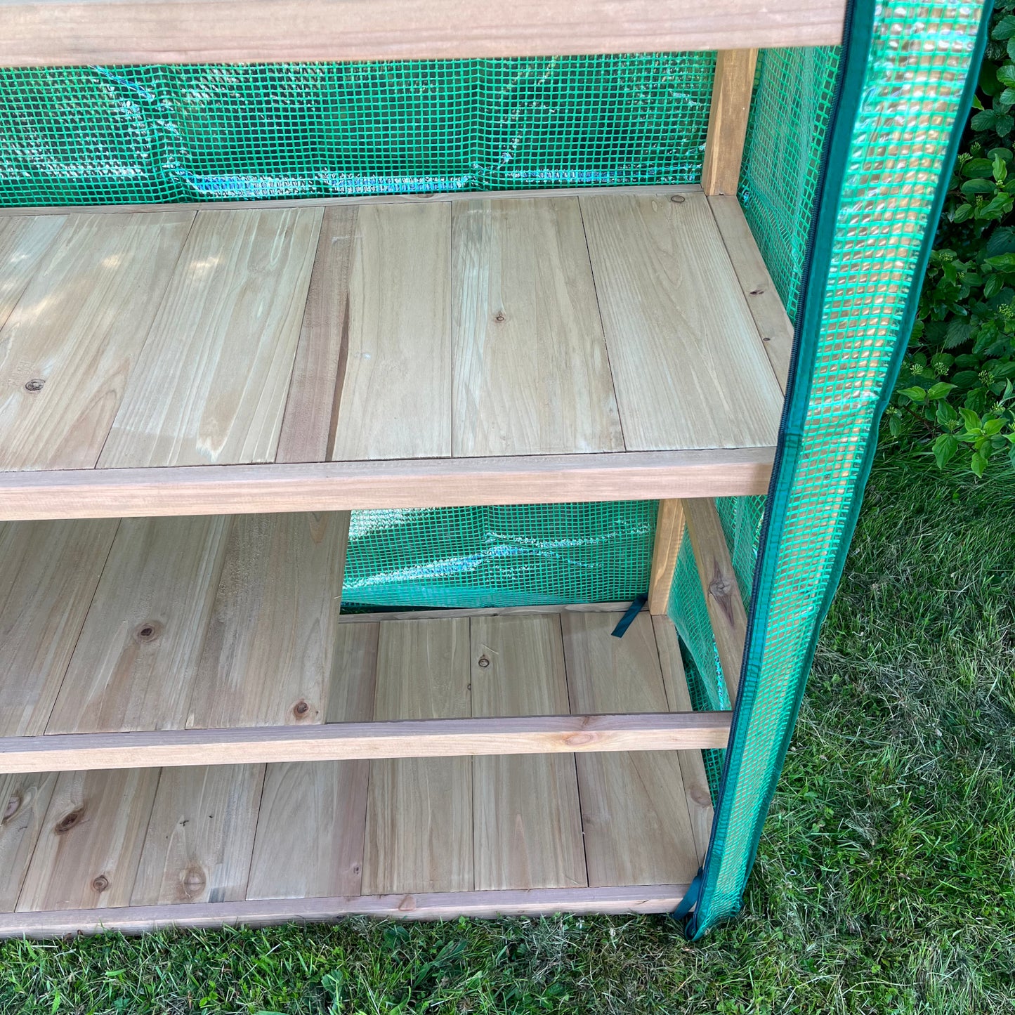 Extra Wide 4 Tier Wooden Mini Greenhouse with Reinforced Cover