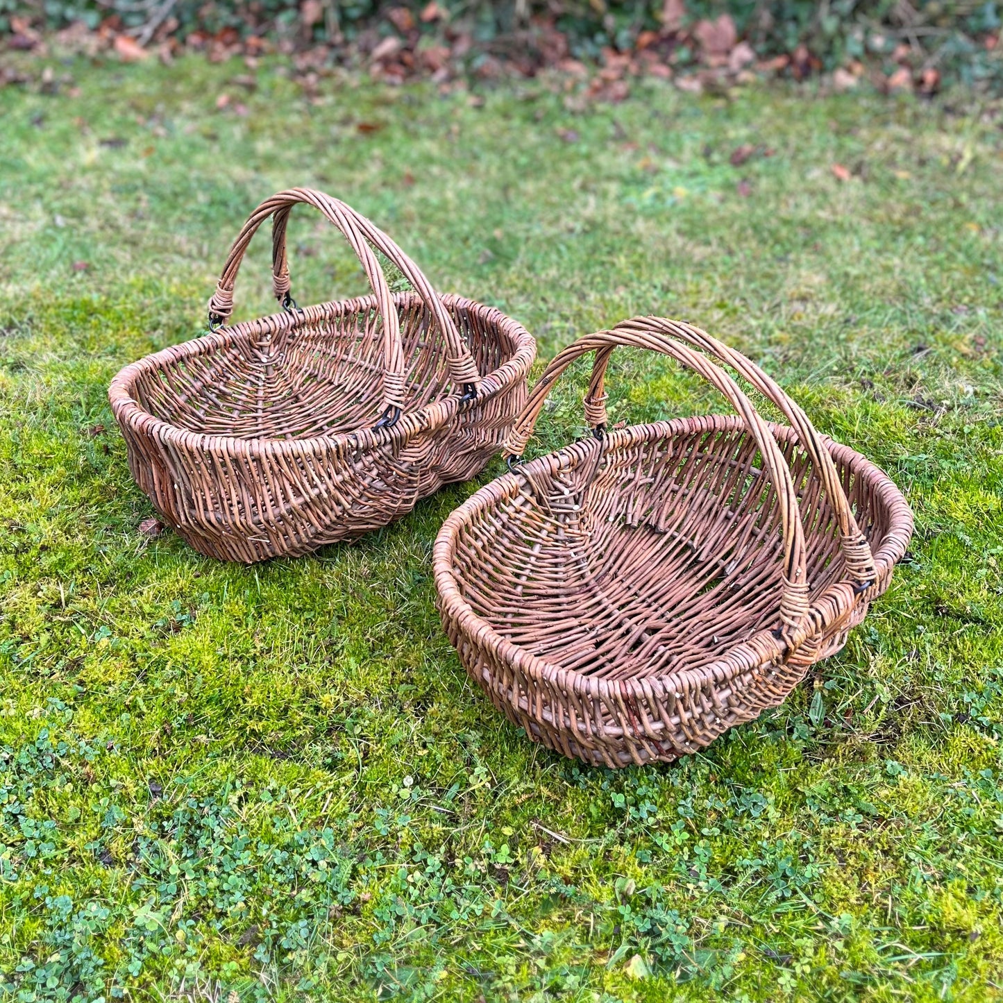 Natural Willow Wicker Garden Trug Basket (Set of 2)