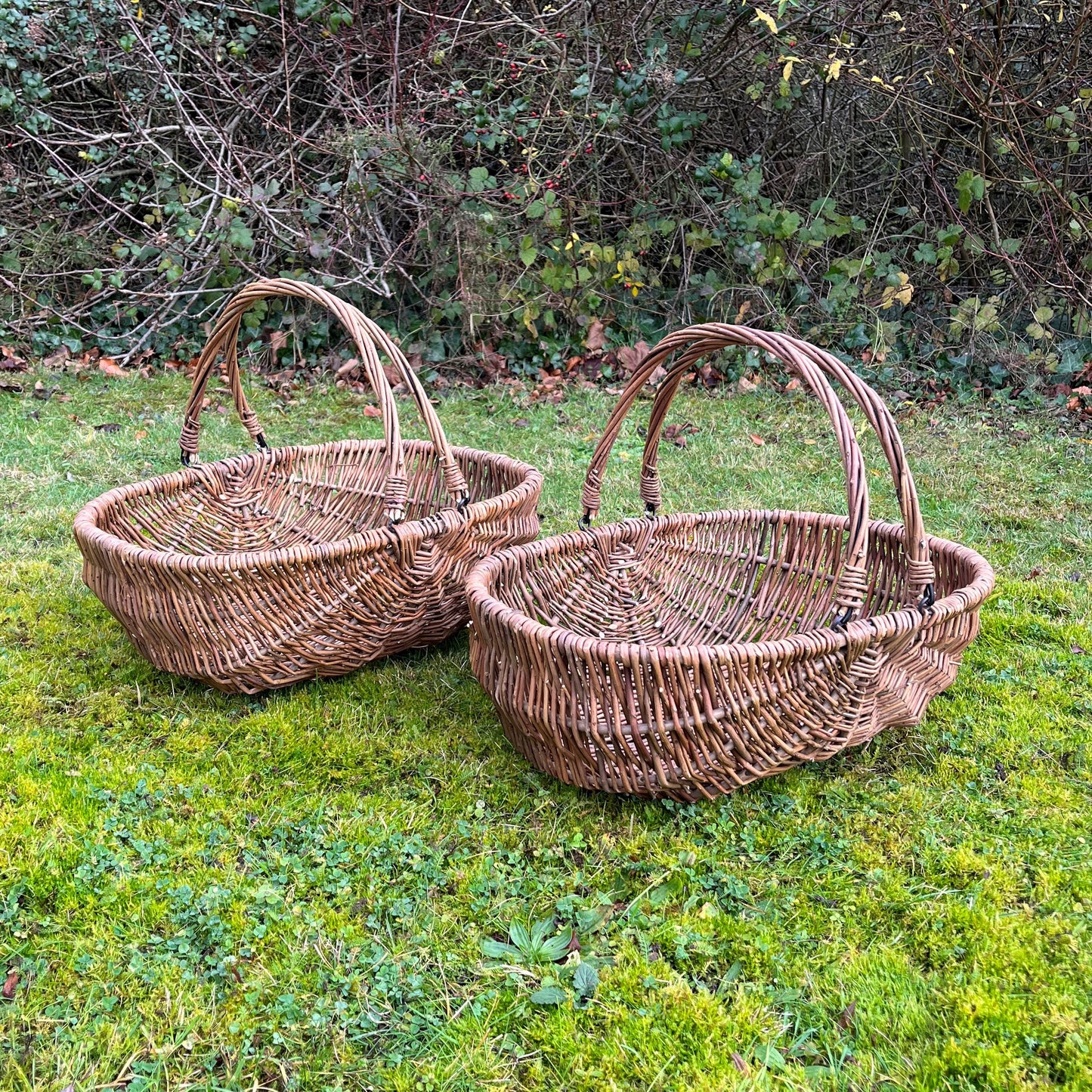 Large Natural Willow Wicker Garden Trug Basket (Set of 2)