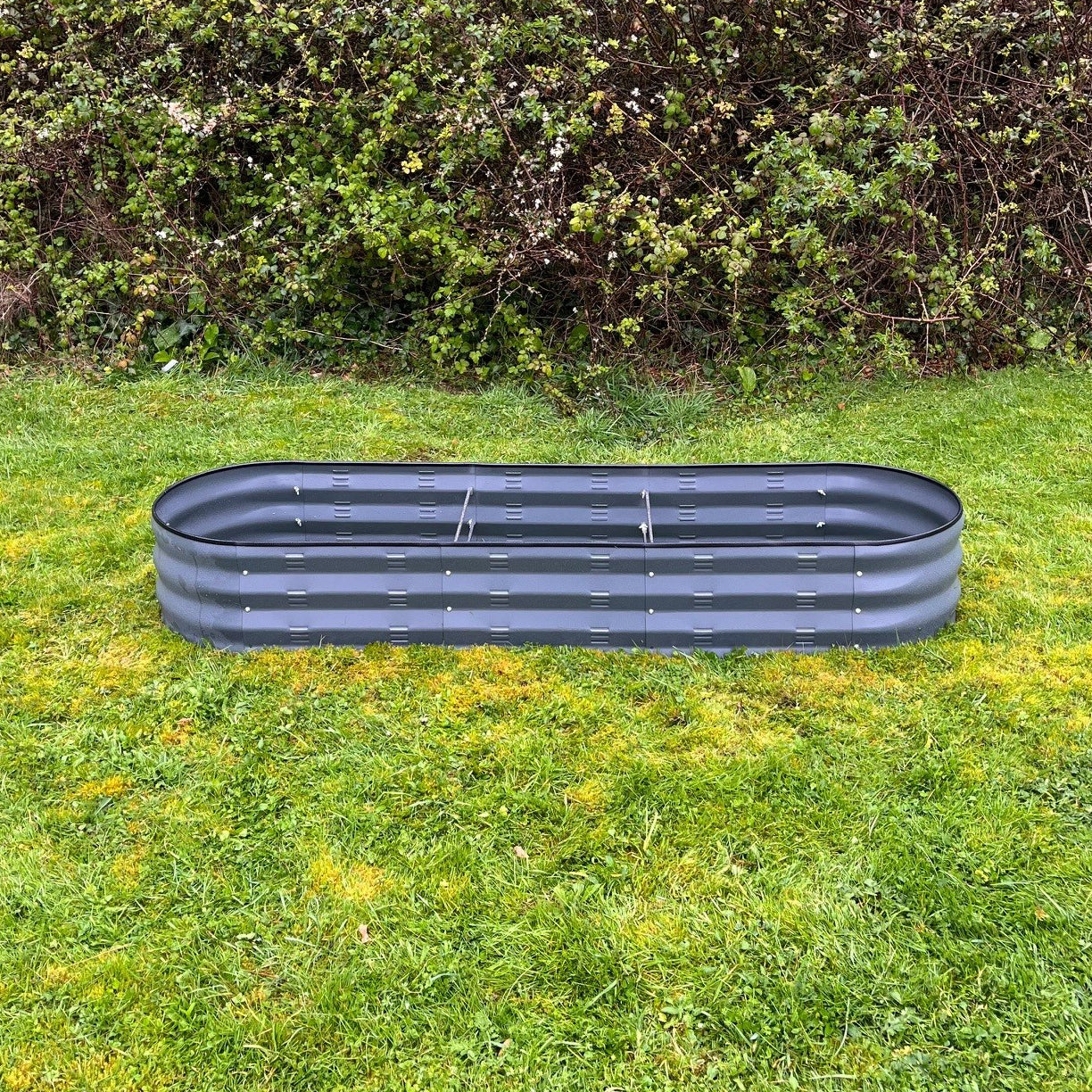 Large Metal Oval Raised Vegetable Bed in Dark Grey (170cm) - Pack of 2