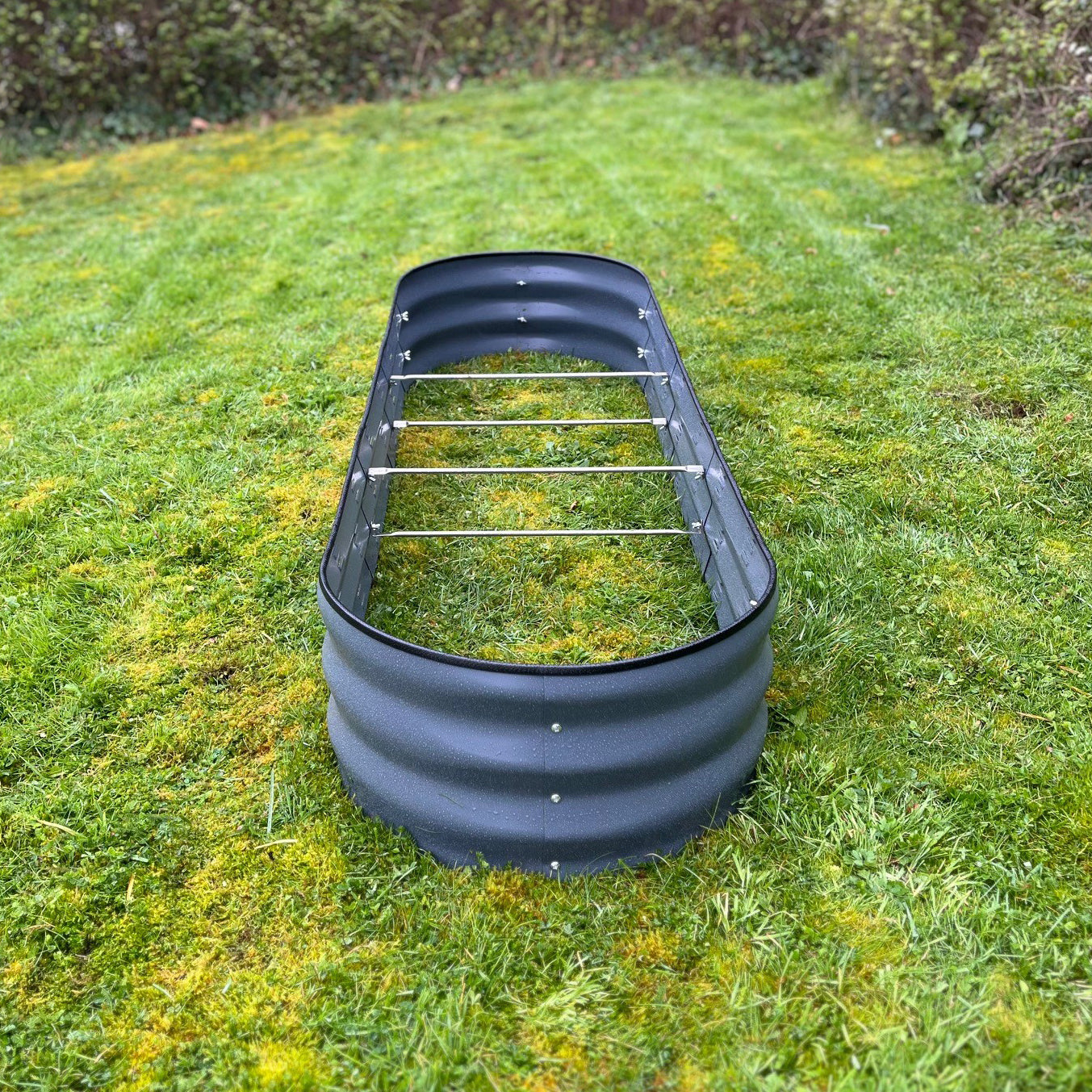 Large Metal Oval Raised Vegetable Bed in Dark Grey (170cm) - Pack of 2