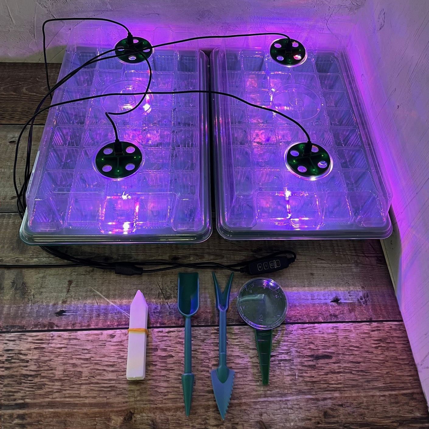 Plant Propagator 40 Cell Seed Tray Set with Full Spectrum USB Grow Lights (Pack of 2)