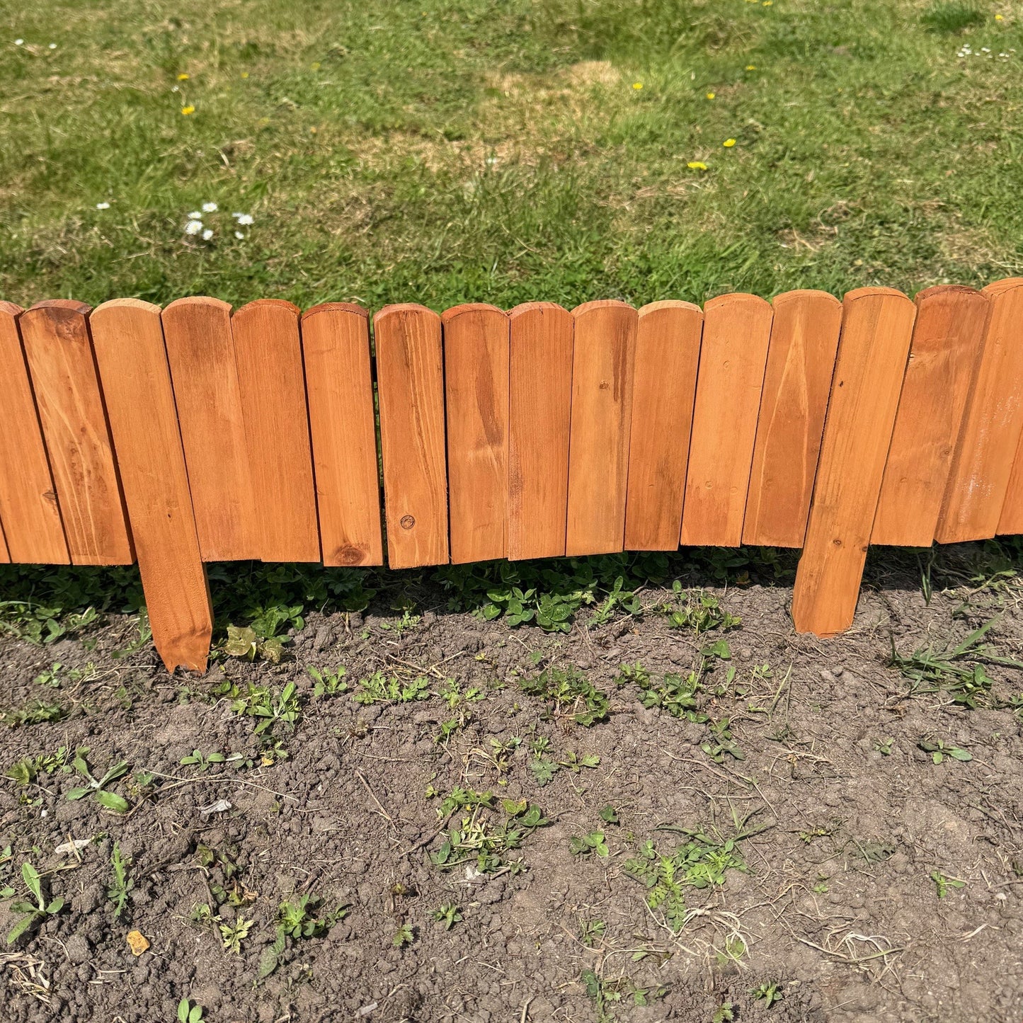 Set of 6 Wooden Lawn Edging Log Roll Style Panels (400cm x 20cm)