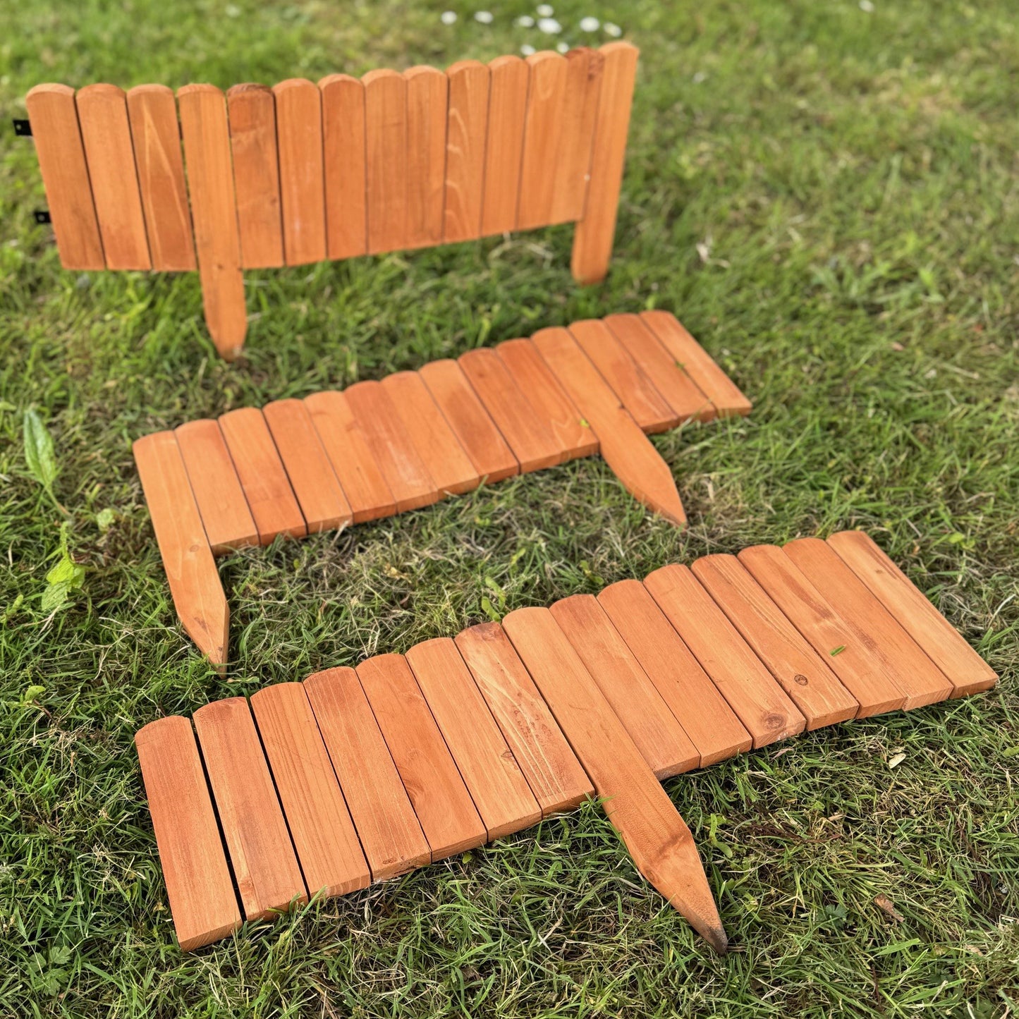 Set of 6 Wooden Lawn Edging Log Roll Style Panels (400cm x 20cm)
