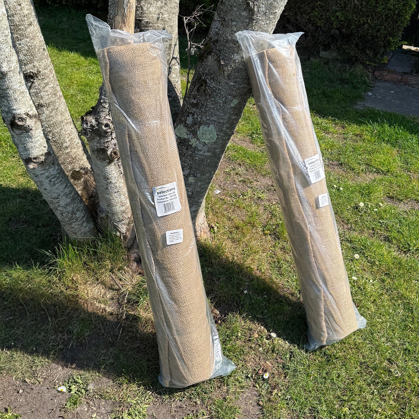 Set of 2 Jute Hessian Burlap Plant Protection Liner & Weed Control Roll (10m x 2m)