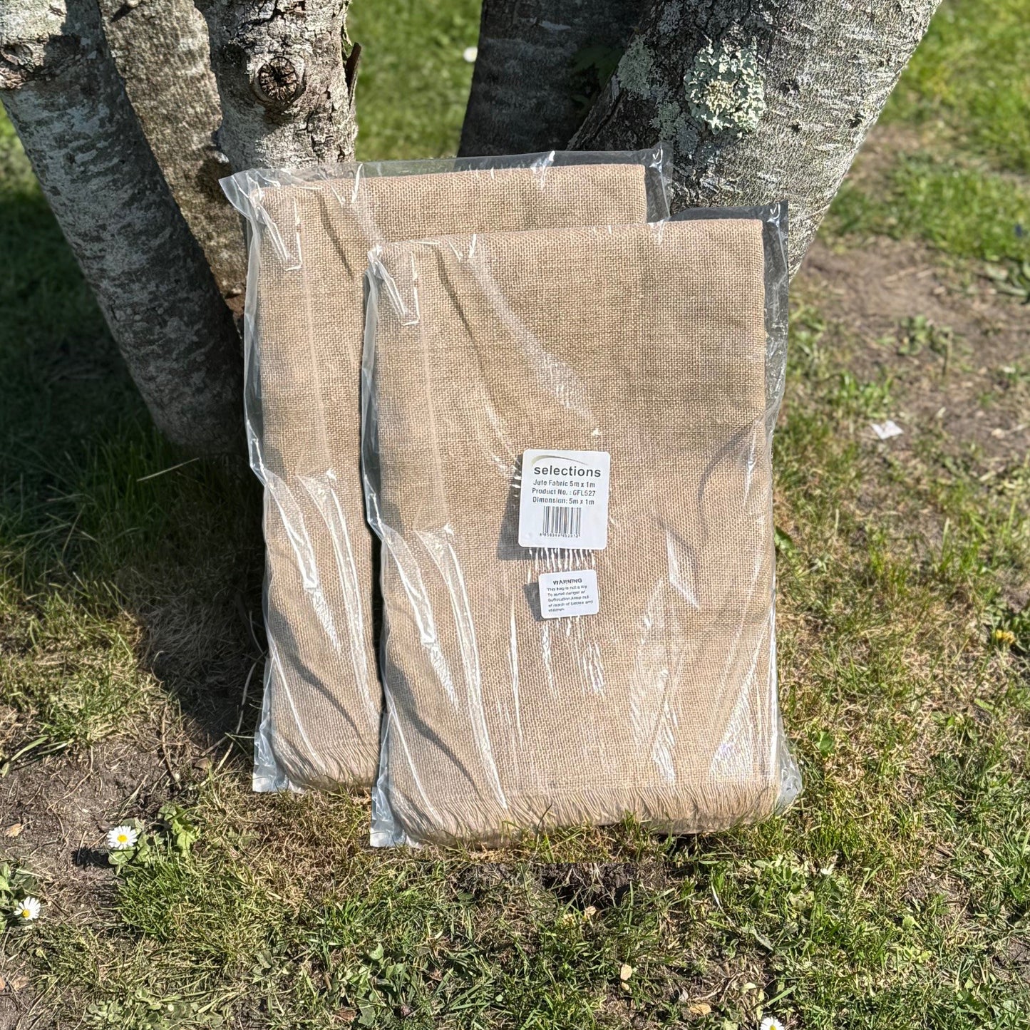 Set of 2 Jute Hessian Burlap Plant Protection Liner & Weed Control Sheet (5m x 1m)