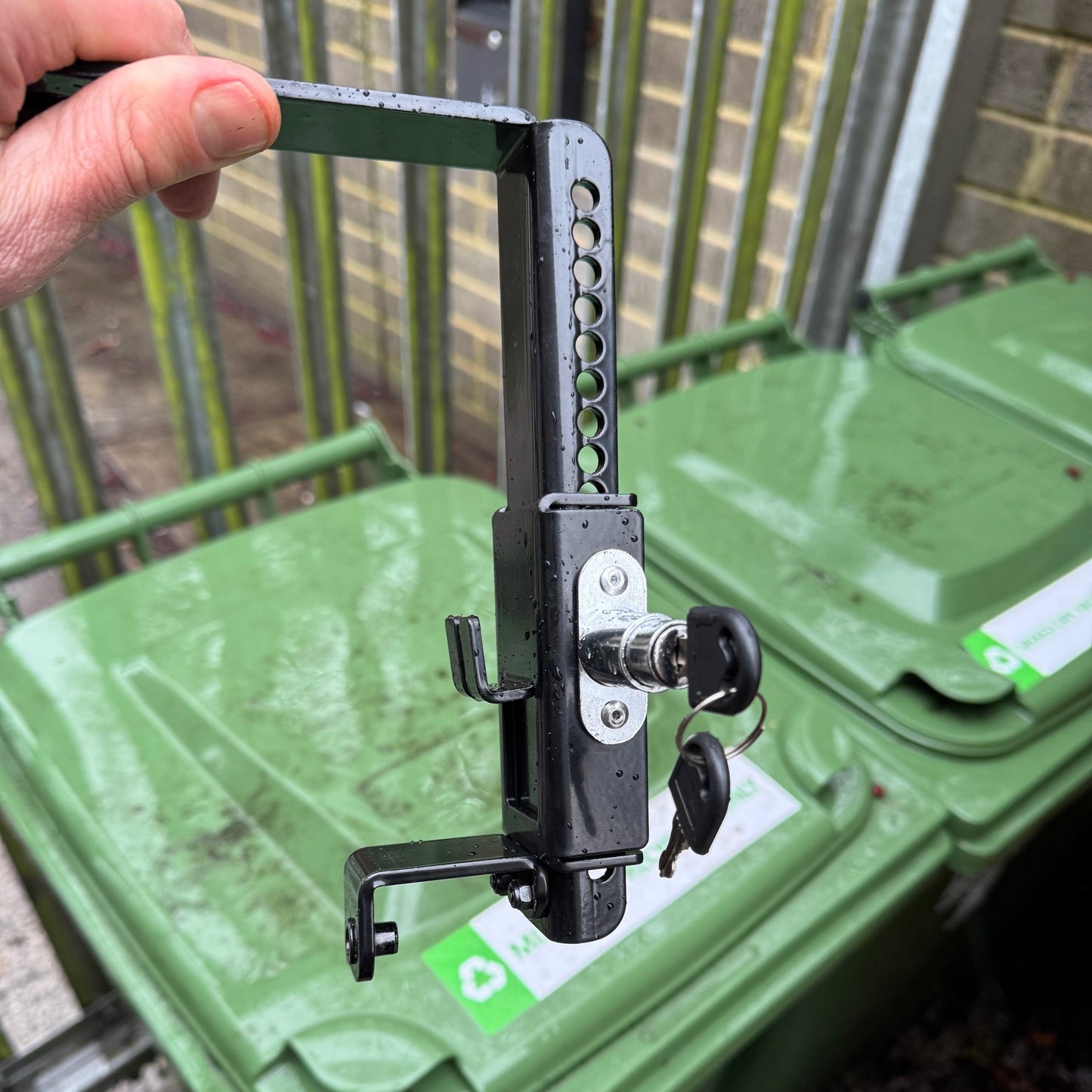 Wheelie Bin Metal Security Lock with Push Button Operation