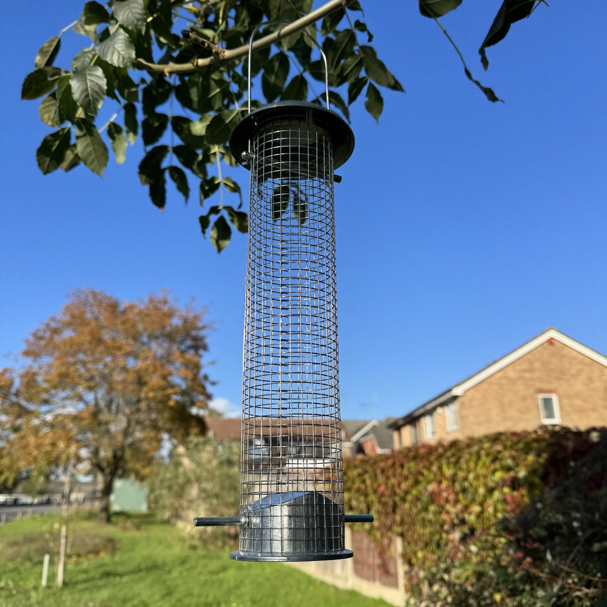 Heavy Duty Hanging Bird Peanut Feeder with Nut Catcher Tray