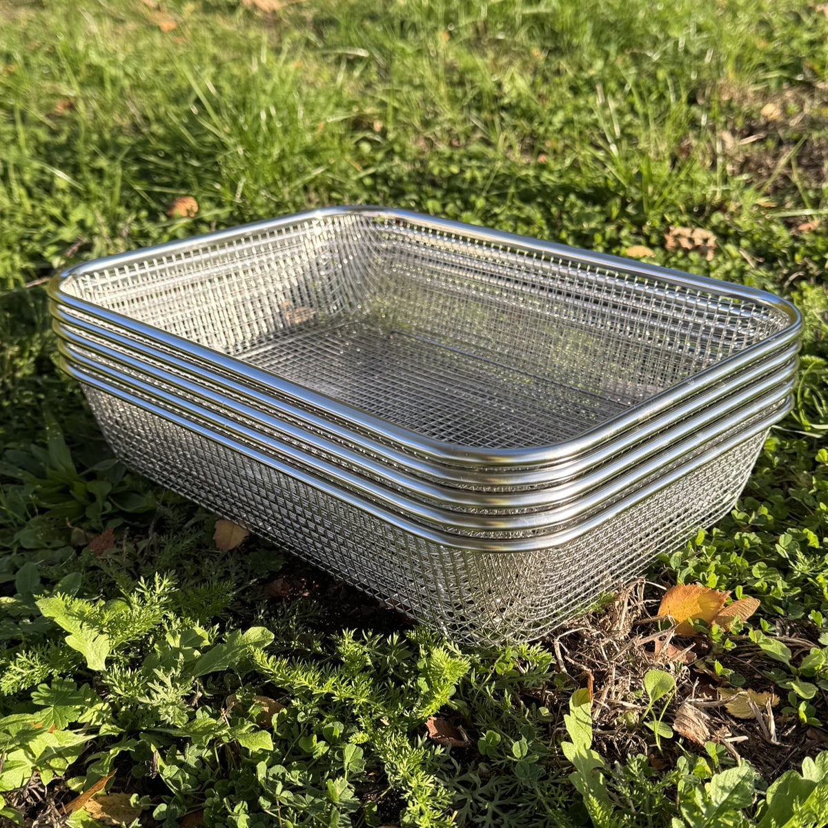 Stainless Steel Rectangle Basket Soil Sieve with 5mm Mesh - Pack of 5
