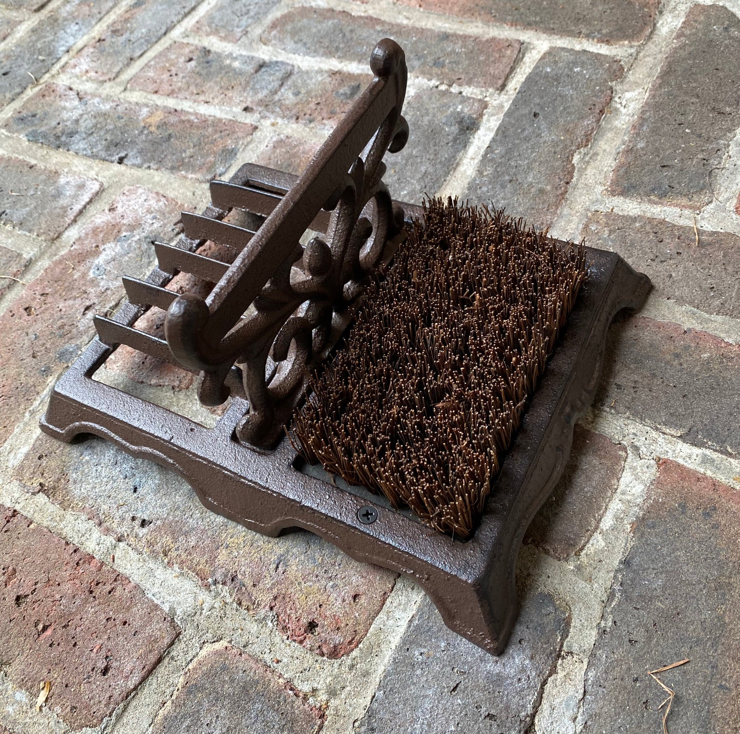 Victorian Style Cast Iron Ornate Boot Scraper And Brush