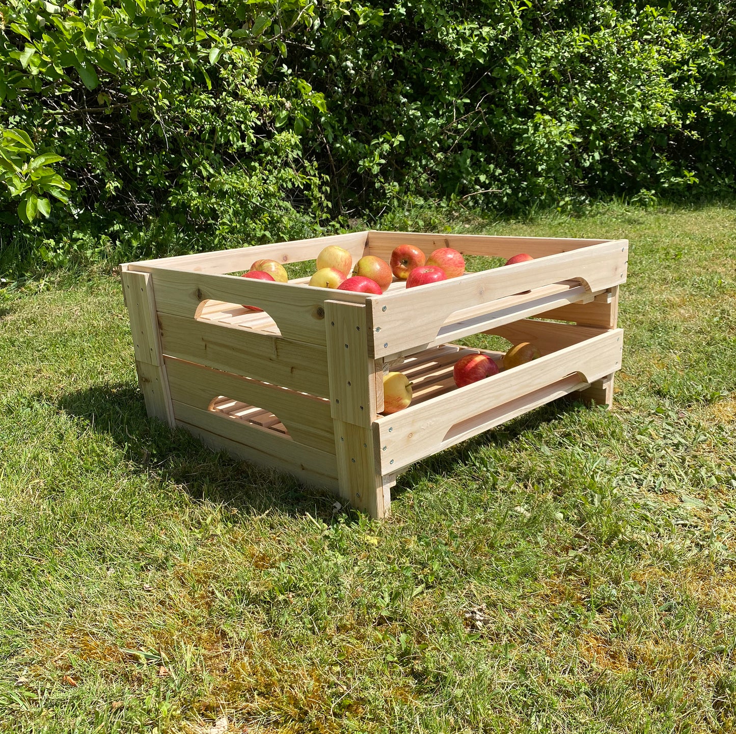 Traditional Wooden Apple Storage Tray Rack (Set of 2)