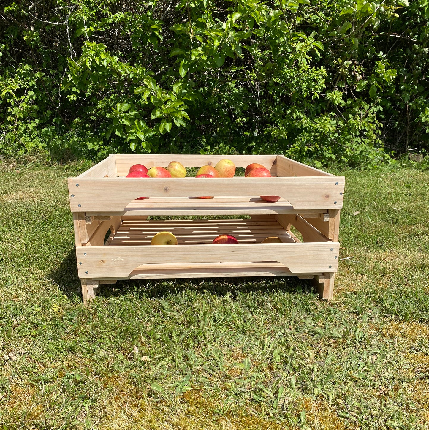 Traditional Wooden Apple Storage Tray Rack (Set of 2)