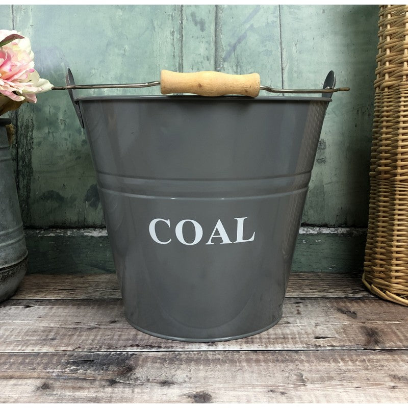 Metal Fireside Fireplace Buckets Ash, Coal And Kindling in French Grey (Set of 3)