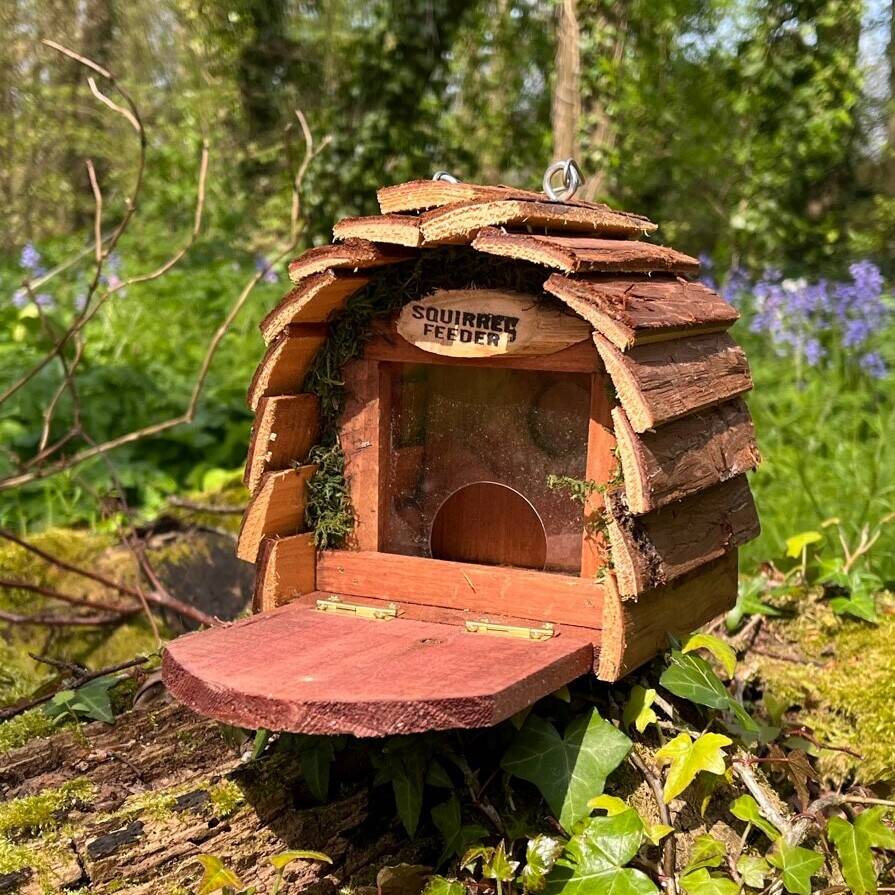 Set of 3 Wooden Wildlife Squirrel Feeders