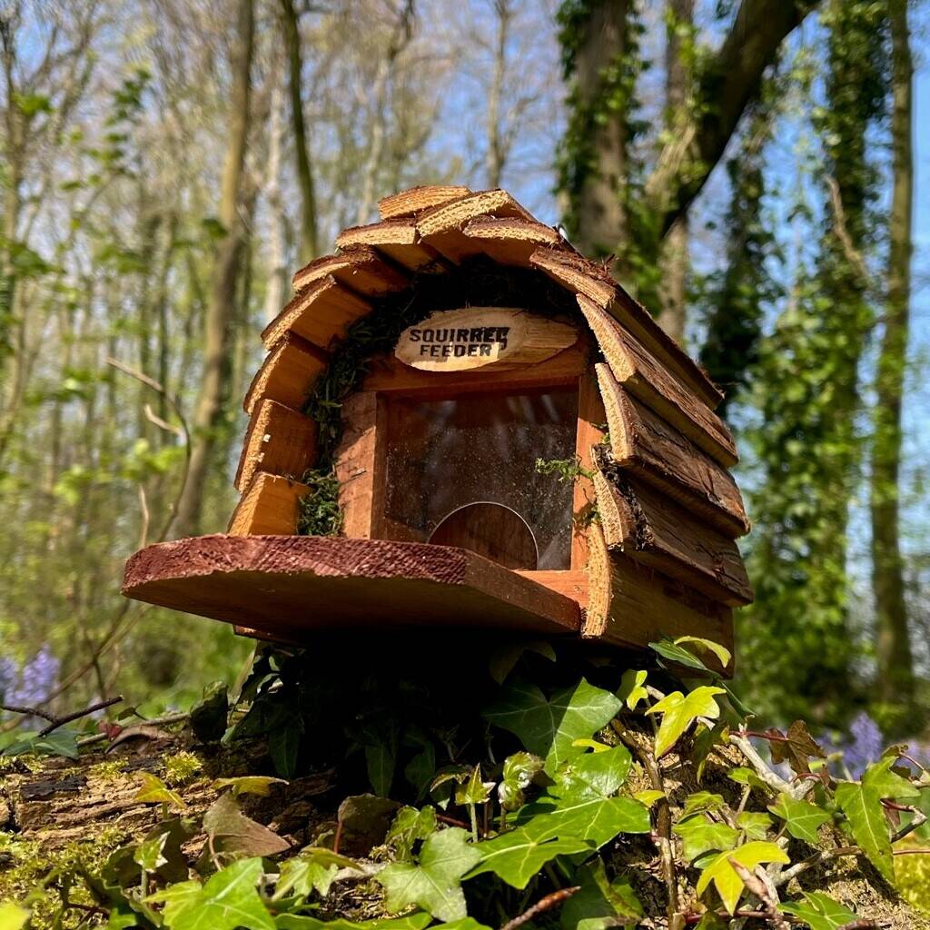 Set of 2 Wooden Wildlife Squirrel Feeders