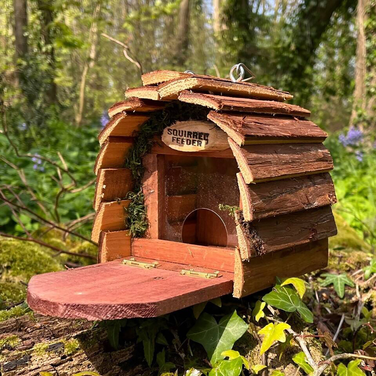 Set of 2 Wooden Wildlife Squirrel Feeders