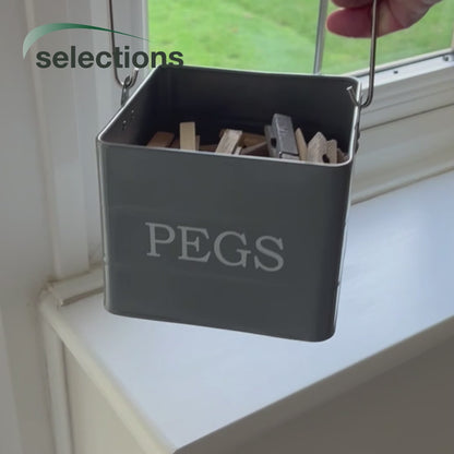 Peg Storage Tin In French Grey
