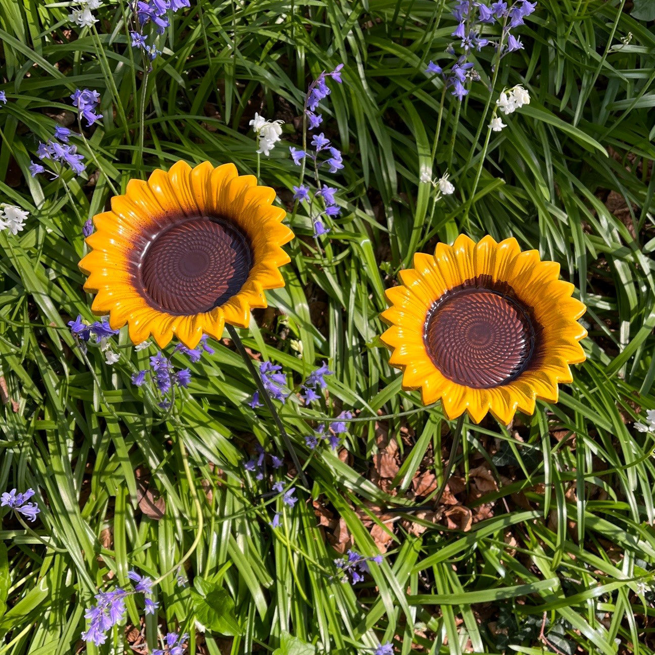 Cast Iron Wild Bird Sunflower Dish Bird Feeder (Set of 2) I Garden