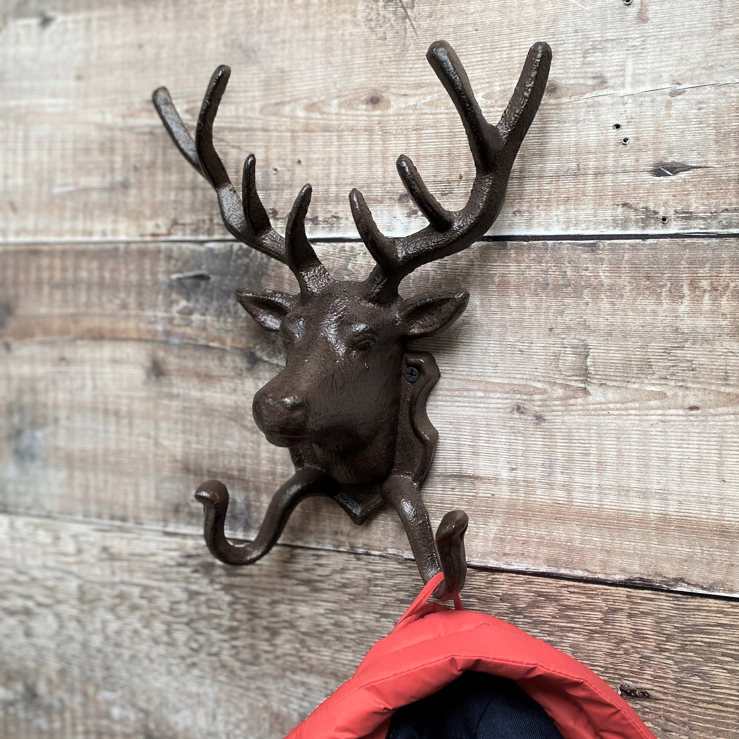 Cast Iron Stag Head Wall Coat Hook Hanger by Garden Selections