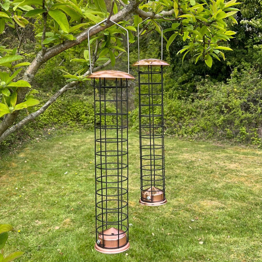Large Copper Style Hanging Bird Suet Fat Ball Feeder (Set of 2)