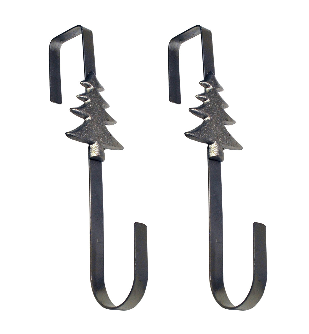 Set of 2 Christmas Tree Silver Metal Christmas Wreath Door Hangers