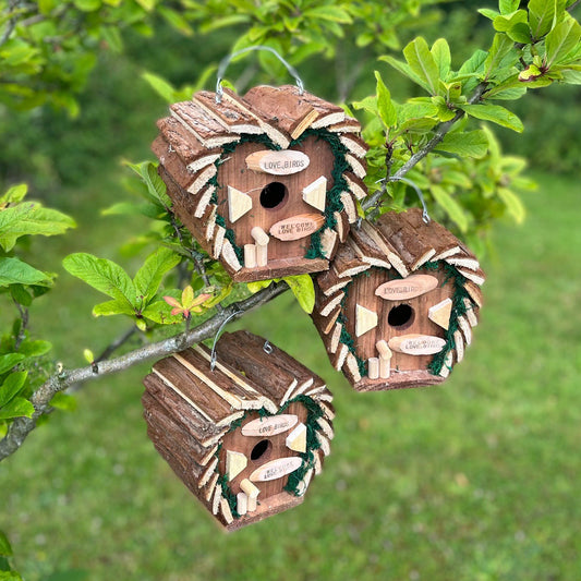 Hanging Wooden Love Bird Nest Box Birdhouse (Set of 3)