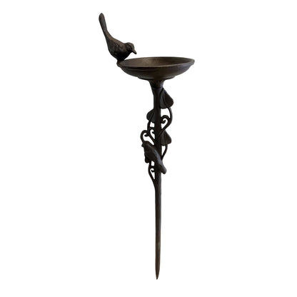 Ornate Cast Iron Bird Bath Ground Stake