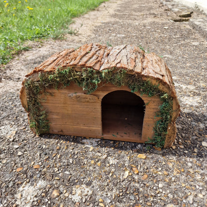 Factory Second Wooden Hedgehog House Hogitat With Bark Roof