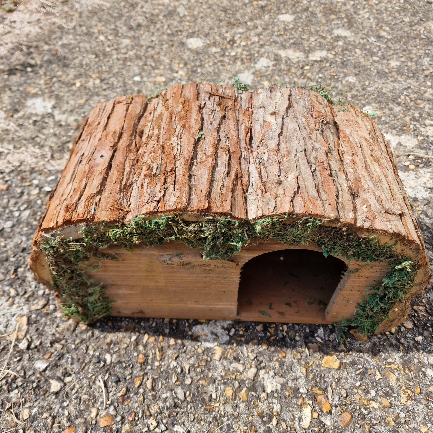 Factory Second Wooden Hedgehog House Hogitat With Bark Roof