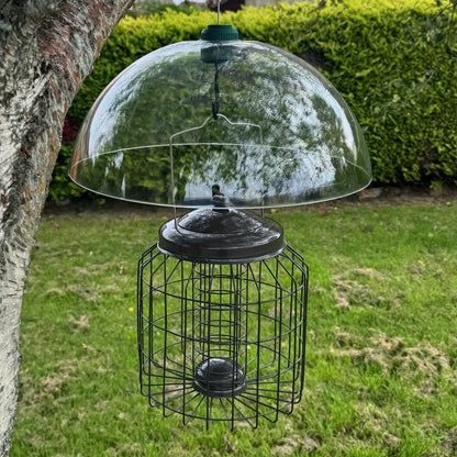 Heavy Duty Squirrel Proof Hanging Suet Fat Ball Bird Feeder & Plastic Baffle