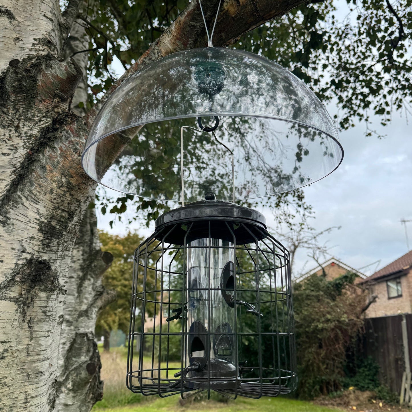 Heavy Duty Squirrel Proof Hanging Bird Seed Feeder & Plastic Baffle