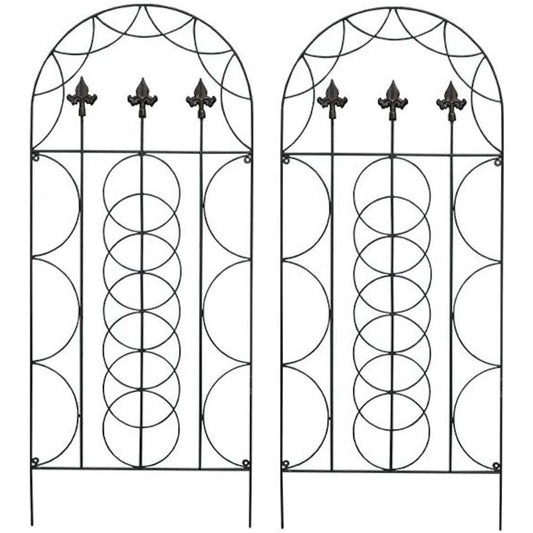 Fleur de Lys Design Metal Garden Trellis (120cm x 50cm) - Pack of 2