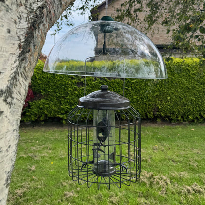 Heavy Duty Squirrel Proof Hanging Bird Seed Feeder & Plastic Baffle