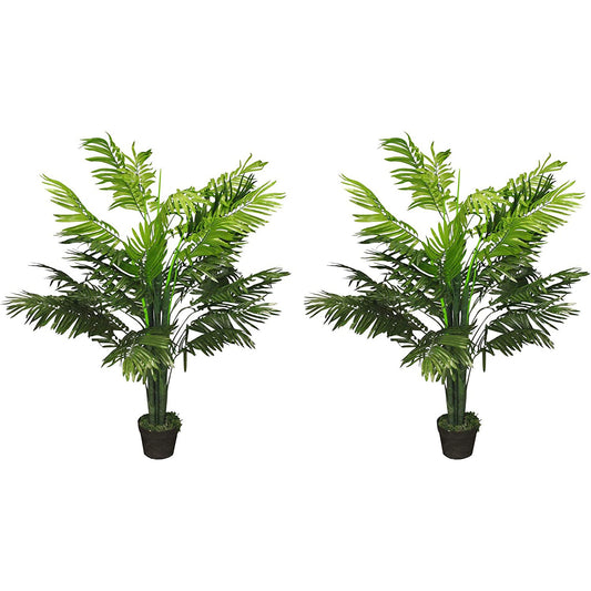 Set of 2 Artificial Topiary Palm Trees (125cm)