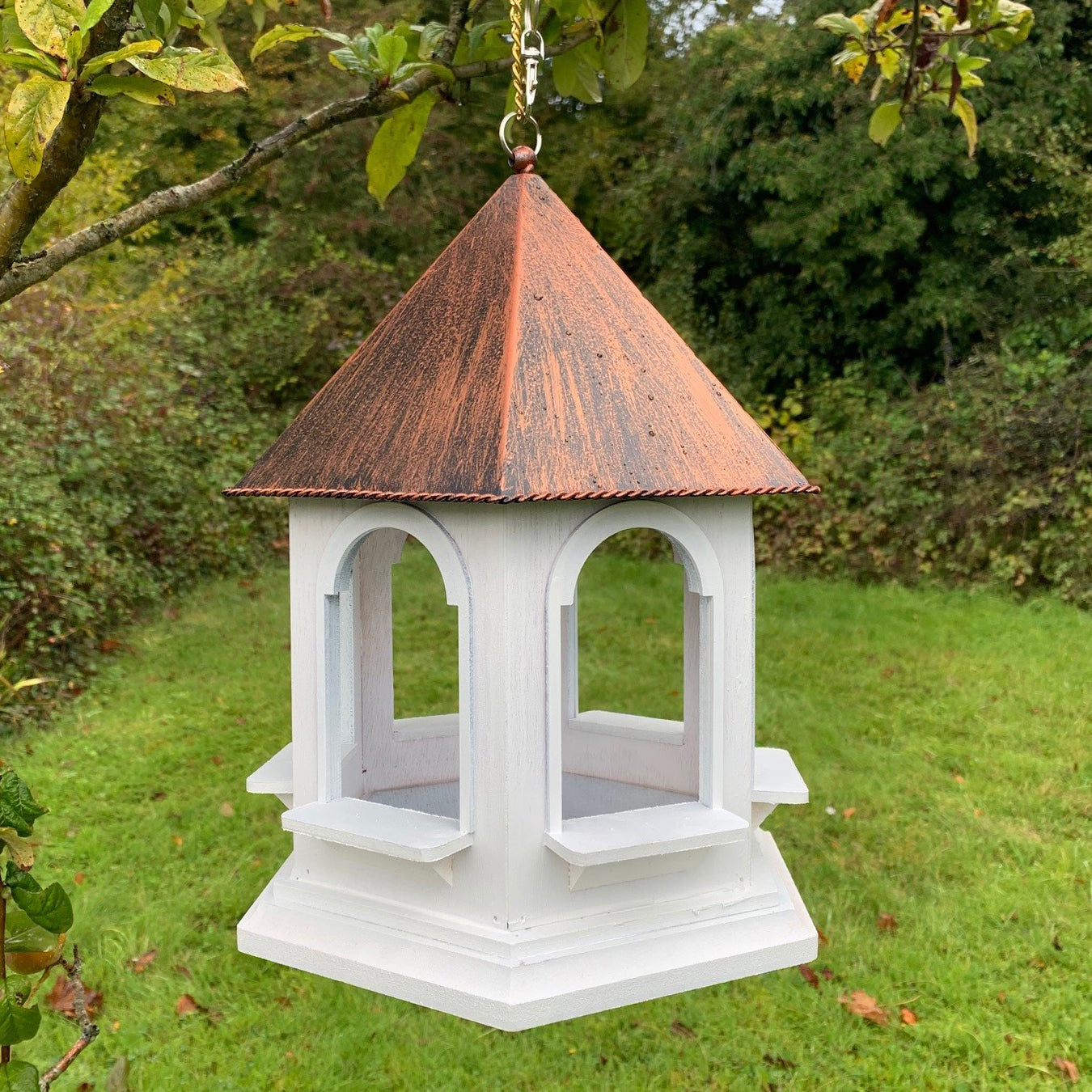 Factory Second - Rozel Hanging Bird Table with Metal Roof