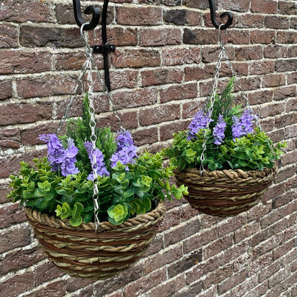 lavender plants for hanging baskets Artificial Lavender & Eucalyptus Topiary Hanging Baskets (25cm)