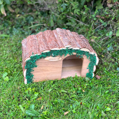 Wooden Hedgehog House Hogitat With Bark Roof (Set of 2)