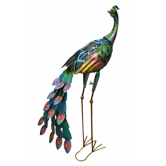 Tall Peacock Solar Light Garden Ornament