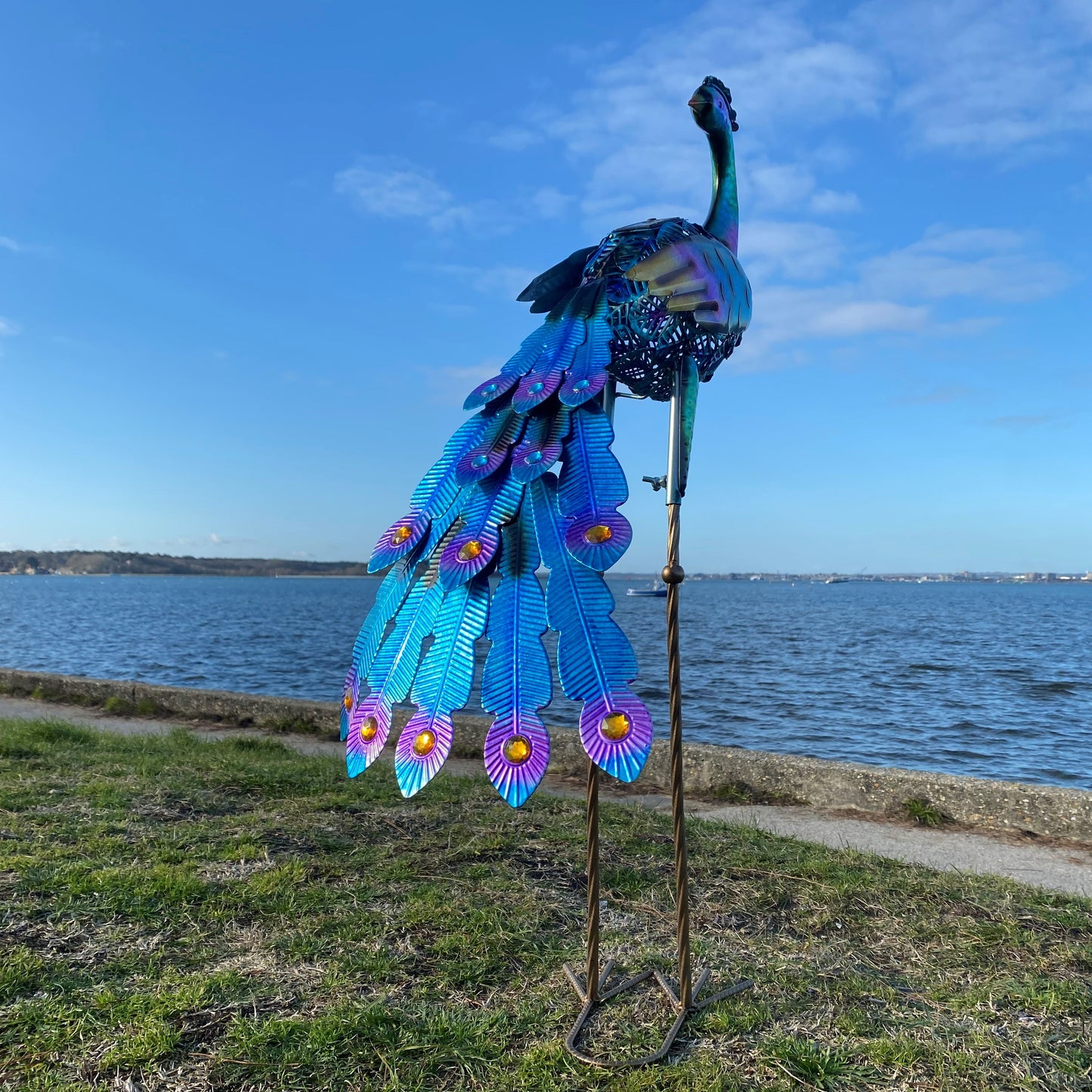 Tall Peacock Solar Light Garden Ornament