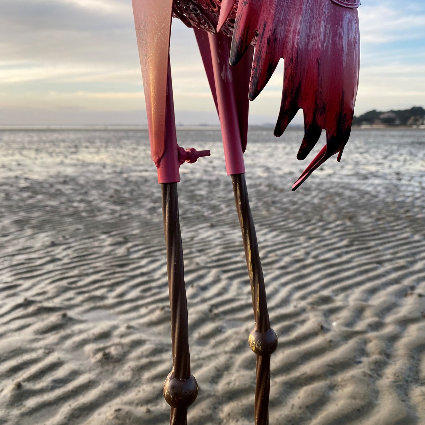 Preening Flamingo Solar Light Garden Ornament