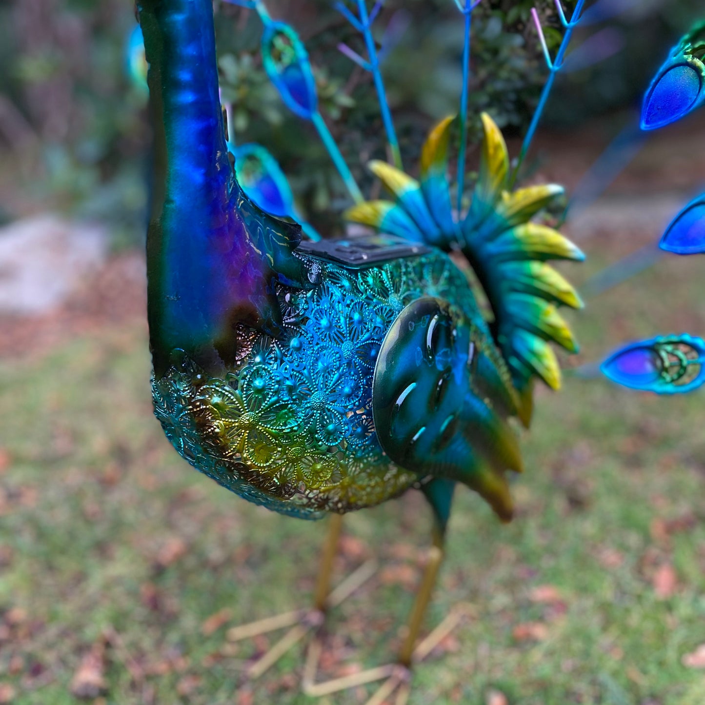 Fan Tail Peacock Solar Light Garden Ornament