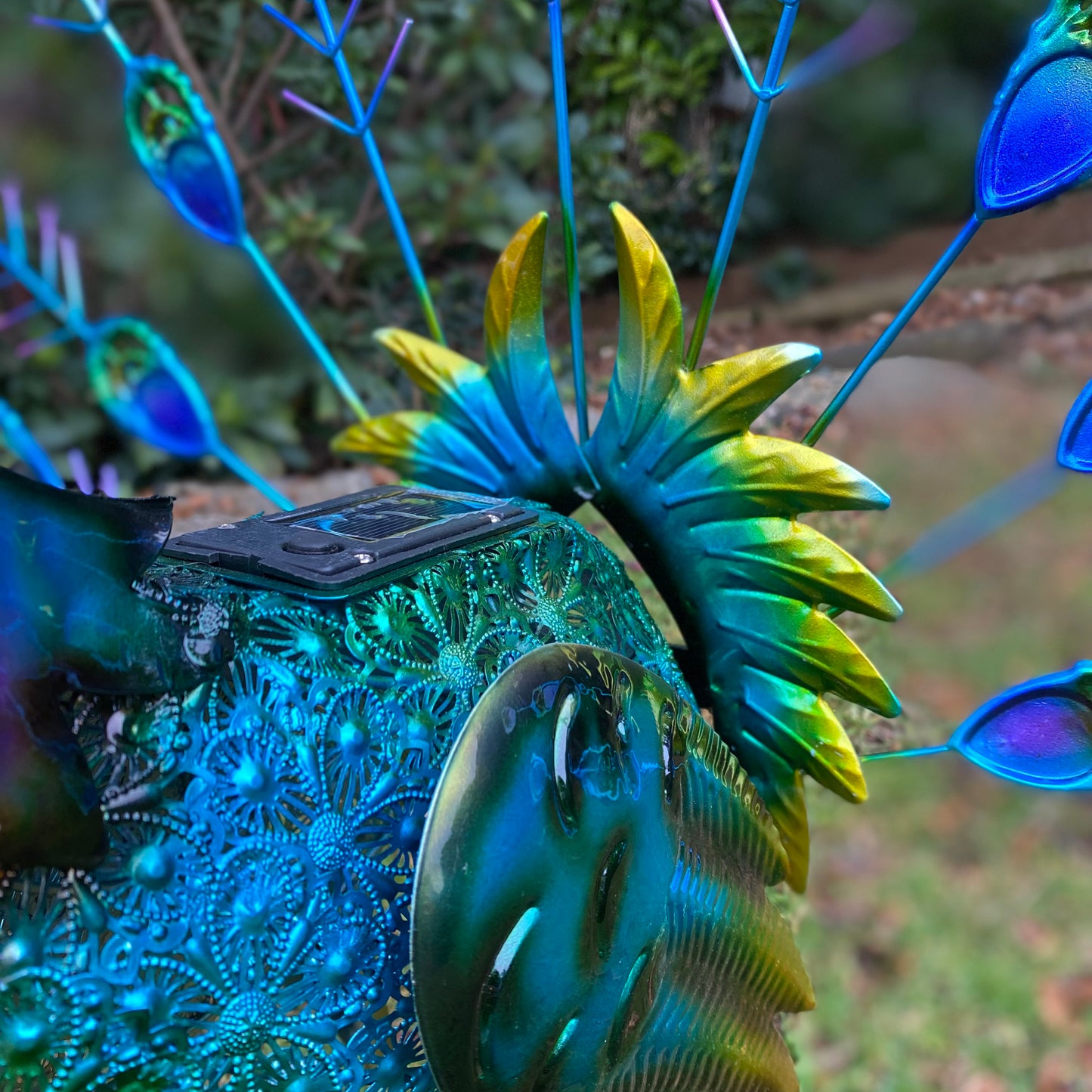 Fan Tail Peacock Solar Light Garden Ornament